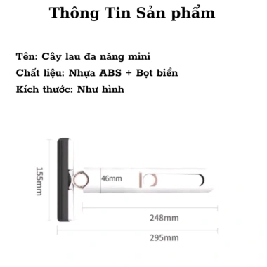 Cây lau kính tự vắt mini gấp gọn, đầu bọt biển thấm hút tốt, tiện lợi 39.000₫