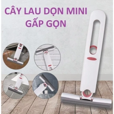 Cây Lau Kính Tự Vắt Mini Gấp Gọn - Mút Bọt Biển, Dụng Cụ Vệ Sinh Bàn, 39.000đ