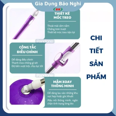 Cây lau nhà 360 độ inox cao cấp, phụ kiện cho thùng lau 360 độ, giá 34.300 VND 3