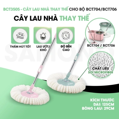 Cây Lau Nhà 360 độ xoay tay BonboxBCT3.505 kèm bông tròn thông minh, giá chỉ 159.000₫
