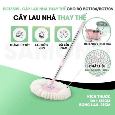 Cây Lau Nhà 360 độ xoay tay BonboxBCT3.505 kèm bông tròn thông minh, giá chỉ 159.000₫ 9 Cây Lau Nhà 360 độ xoay tay BonboxBCT3.505 kèm bông tròn thông minh, giá chỉ 159.000₫ 9