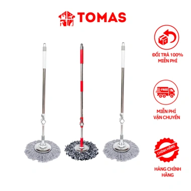 Cây lau nhà 360 Inox Tomas ruột siêu nhẹ, tay cầm bọc PP, giá ưu đãi 180k