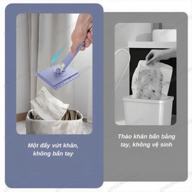 Cây lau nhà 96cm kẹp khăn thông minh 360 độ Mini tự gắp giấy dùng 1 lần - Giá chỉ 36.500₫
