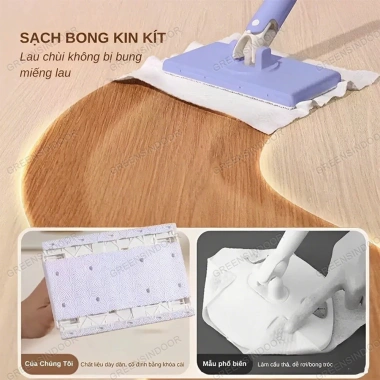 Cây lau nhà 96cm kẹp khăn thông minh 360 độ Mini tự gắp giấy dùng 1 lần - Giá chỉ 36.500₫