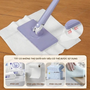 Cây lau nhà 96cm kẹp khăn thông minh 360 độ Mini tự gắp giấy dùng 1 lần - Giá chỉ 36.500₫
