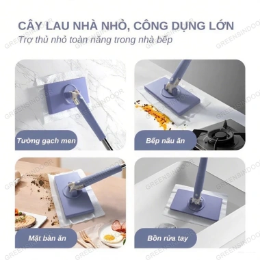 Cây lau nhà 96cm kẹp khăn thông minh 360 độ Mini tự gắp giấy dùng 1 lần - Giá chỉ 36.500₫