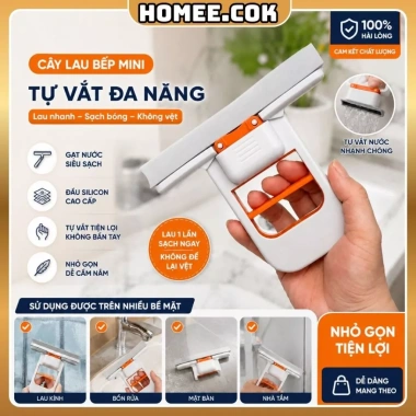 Cây Lau Nhà Bếp Mini Tự Vắt Homee.cok - Đầu Bọt Biển Siêu Thấm, Lau Nhanh Không Vệt, Gọn Nhẹ, Giá 29.000đ
