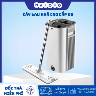 Cây Lau Nhà Cao Cấp - Thùng 2 Ngăn Vắt Xả Thông Minh, Chổi Lau Xoay 360 độ