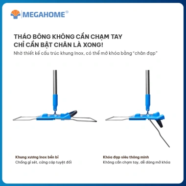Cây lau nhà công nghiệp Megahome S6 Plus bông 60cm, khóa tăng giảm chiều cao, xoay 360 - Giảm còn 199.000đ 4 Cây lau nhà công nghiệp Megahome S6 Plus bông 60cm, khóa tăng giảm chiều cao, xoay 360 - Giảm còn 199.000đ 4