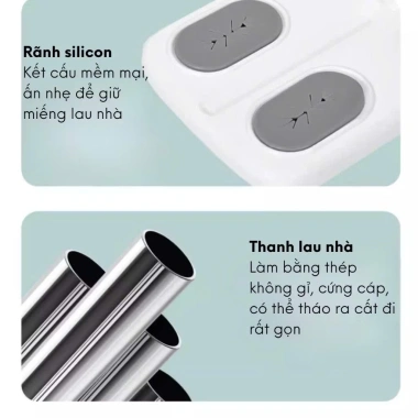 Cây Lau Nhà Đa Năng Kẹp Khăn, Tặng 1 Bịch Khan Khô Ướt - Giá chỉ 109.000 VND, giảm từ 140.610 VND