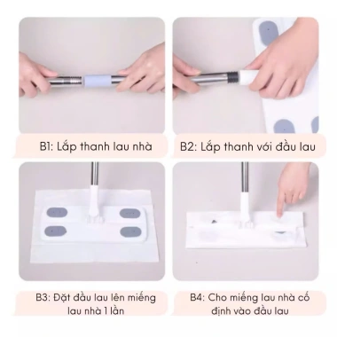 Cây Lau Nhà Đa Năng Kẹp Khăn, Tặng 1 Bịch Khan Khô Ướt - Giá chỉ 109.000 VND, giảm từ 140.610 VND