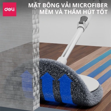 Cây Lau Nhà Deli Gập 90 độ + Thùng Tự Vắt - Chổi Lau 360 độ Tách Nước Bẩn, Tặng 3 bông, Giá 369.000₫ 4