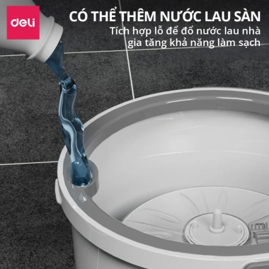 Cây Lau Nhà Deli Gập 90 độ + Thùng Tự Vắt - Chổi Lau 360 độ Tách Nước Bẩn, Tặng 3 bông, Giá 369.000₫ 5