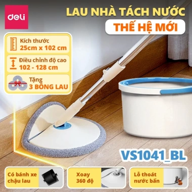 Cây Lau Nhà Deli Gập 90 độ + Thùng Tự Vắt - Chổi Lau 360 độ Tách Nước Bẩn, Tặng 3 bông, Giá 369.000₫ 10
