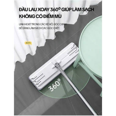 Cây Lau Nhà DKSTORE PRO - Thùng Tự Vắt Thông Minh, Chổi Xoay 360 độ, 3 Miếng Lau, 220.000 VND