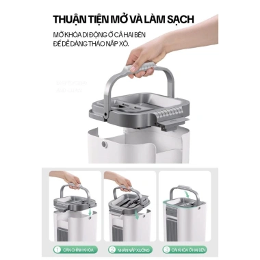 Cây Lau Nhà DKSTORE PRO - Thùng Tự Vắt Thông Minh, Chổi Xoay 360 độ, 3 Miếng Lau, 220.000 VND