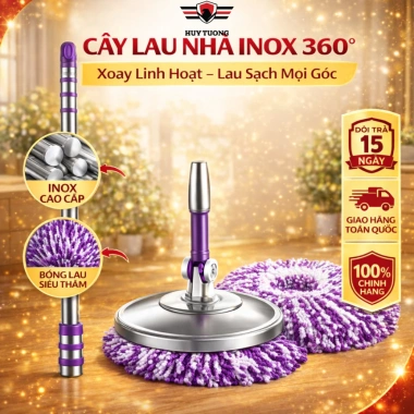 Cây Lau Nhà Inox 360 - Chổi Thái Lan G7, Bông Lau Tròn Dễ Thay Thế, 132k 2