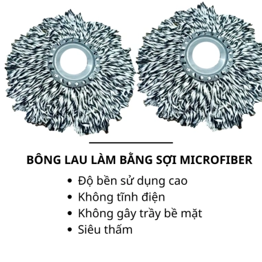 Cây Lau Nhà Inox 360 - Chổi Thái Lan G7, Bông Lau Tròn Dễ Thay Thế, 132k 6