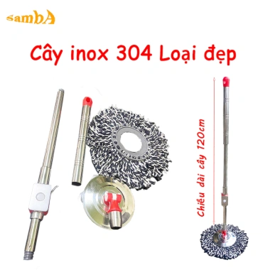 Cây lau nhà inox 360 độ kèm bông lau tím - Samba giảm giá 60k, giá gốc 78k