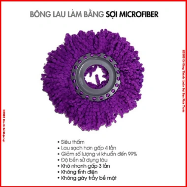 Cây lau nhà inox 360 độ kèm bông lau tím - Samba giảm giá 60k, giá gốc 78k