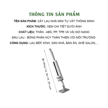 Cây Lau Nhà Mini Tự Vắt - Xoay 360 độ, Vắt Khô Nhanh, Đầu Lau Nano, 105.710 VND 7