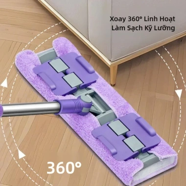 Cây lau nhà phẳng kẹp vải lớn - Lau ướt khô, kèm giẻ lau & kẹp khăn, giá 93.900₫ 2