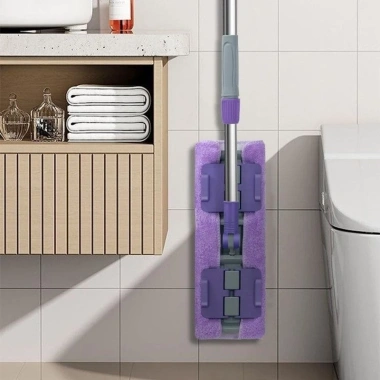 Cây lau nhà phẳng kẹp vải lớn - Lau ướt khô, kèm giẻ lau & kẹp khăn, giá 93.900₫ 5