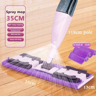 Cây lau nhà phun sương 3 trong 1 xoay 360 độ, lau ướt khô, kẹp vải 350ml - 35.500₫