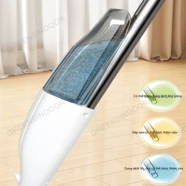 Cây lau nhà phun sương GREENSINDOOR - Đầu xoay 360 2 chế độ khô ướt đa năng 118cm
