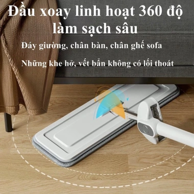 Cây Lau Nhà Phun Sương Tự Vắt Xoay 360 độ Kèm 3 Miếng Bông 38cm - Sạc, Khô Nhanh, Giá Ưu Đãi 289.000₫