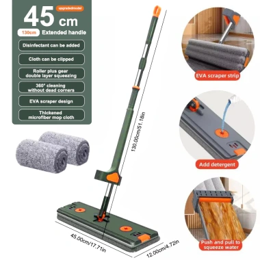 Cây lau nhà sàn lớn 45cm xoay 360 Giặt rảnh tay, có vắt, lau ướt khô đa năng, giá 54.600₫
