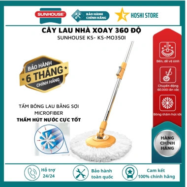 Cây lau nhà SUNHOUSE KS-MO350I chổi xoay 360 độ giá 119.000 thay thế bộ lau nhà 2 Cây lau nhà SUNHOUSE KS-MO350I chổi xoay 360 độ giá 119.000 thay thế bộ lau nhà 2