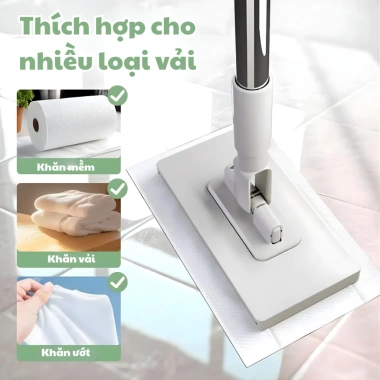 Cây Lau Nhà Thông Minh Đầu Xoay 360 - Kẹp Khăn Tiện Dụng, Sạch Sẽ Mọi Bề Mặt, Giá Ưu Đãi 132.000đ 4