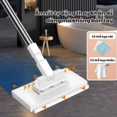 Cây Lau Nhà Thông Minh Đầu Xoay 360 - Kẹp Khăn Tiện Dụng, Sạch Sẽ Mọi Bề Mặt, Giá Ưu Đãi 132.000đ 8