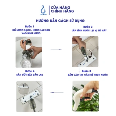 Cây lau nhà thông minh Likado LKD-109 phun sương - 228.000 VND, tiết kiệm thời gian 4