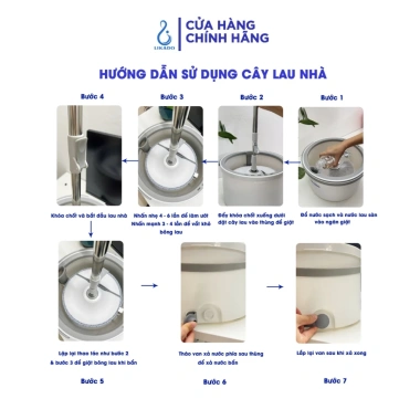 Cây lau nhà thông minh Likado LKD 817 tách nước bẩn, thùng tròn - 363.000₫