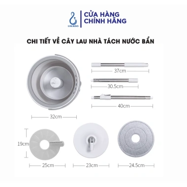 Cây lau nhà thông minh Likado LKD 817 tách nước bẩn, thùng tròn - 363.000₫