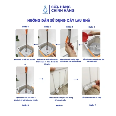 Cây lau nhà thông minh LKD-821 tách nước bẩn, siêu sạch, giảm giá 363.000đ