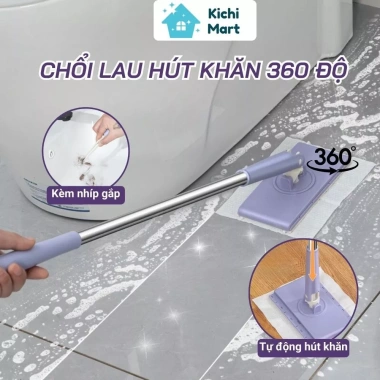 Cây Lau Nhà Thông Minh Tự Động Hút Khăn Xoay 360 do, Tự Nhả Khăn, Kèm Nhíp Gắp Tiện Lợi - Giá 89.000 VND