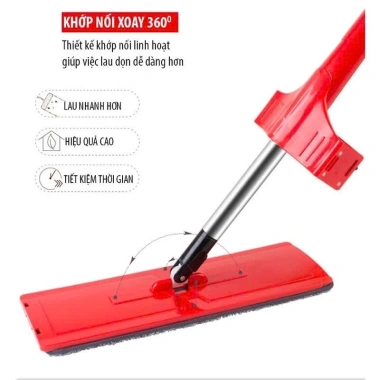 Cây lau nhà thông minh tự vắt – Thép chống gỉ, khớp xoay 360 độ, kèm 2 bông lau – Giá ưu đãi 129.000₫