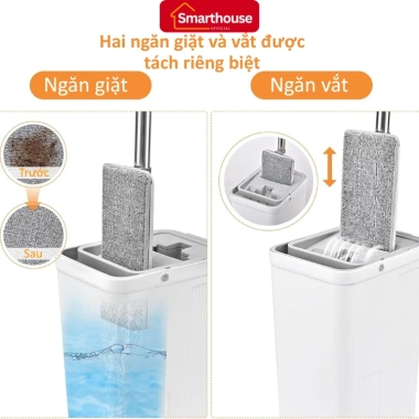 Cây Lau Nhà Thông Minh Tự Vắt, Thùng D5 Cao Cấp, Xoay 360 Độ + Bông Lau - Giá ưu đãi 378.525₫