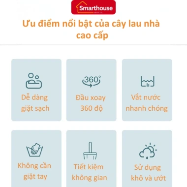 Cây Lau Nhà Thông Minh Tự Vắt, Thùng D5 Cao Cấp, Xoay 360 Độ + Bông Lau - Giá ưu đãi 378.525₫