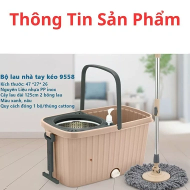 Cây lau nhà thông minh xoay 360 độ - Bộ tay kéo bánh xe, chổi tự vắt, chỉ 315.000đ