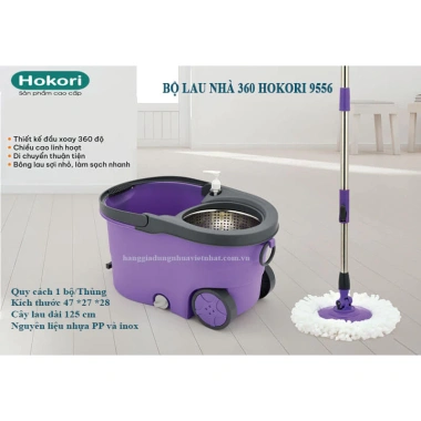 Cây lau nhà thông minh xoay 360 độ - Bộ tay kéo bánh xe, chổi tự vắt, chỉ 315.000đ