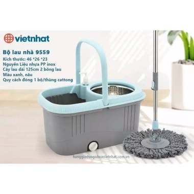 Cây lau nhà thông minh xoay 360 độ - Bộ tay kéo bánh xe, chổi tự vắt, chỉ 315.000đ