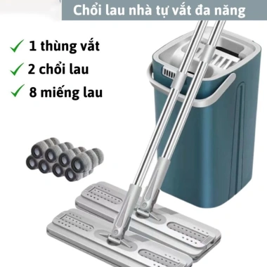 Cây lau nhà tự vắt 360 độ thông minh - Bộ 2 chổi 1 thùng 8 bông lau - Giá chỉ 60.000₫ 7