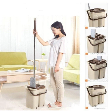 Cây lau nhà tự vắt 360 độ thông minh, có thùng đựng - Giá 221.924₫, tiện lợi 2
