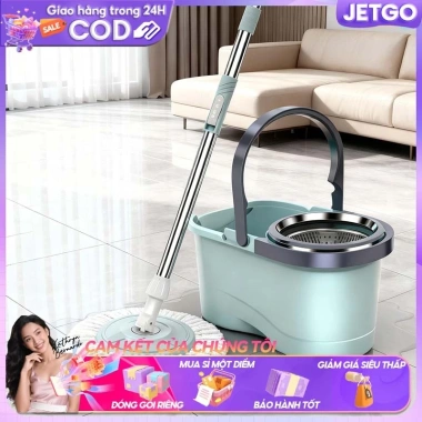 Cây Lau Nhà Tự Vắt 360° JETGO Khô Nhanh Siêu Sạch Khung Thép Không Gỉ Tặng Vải Cây Lau Nhà Tự Vắt 360° JETGO Khô Nhanh Siêu Sạch Khung Thép Không Gỉ Tặng Vải