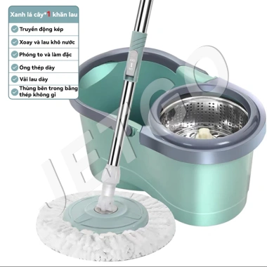 Cây Lau Nhà Tự Vắt 360° JETGO Khô Nhanh Siêu Sạch Khung Thép Không Gỉ Tặng Vải 10 Cây Lau Nhà Tự Vắt 360° JETGO Khô Nhanh Siêu Sạch Khung Thép Không Gỉ Tặng Vải 10