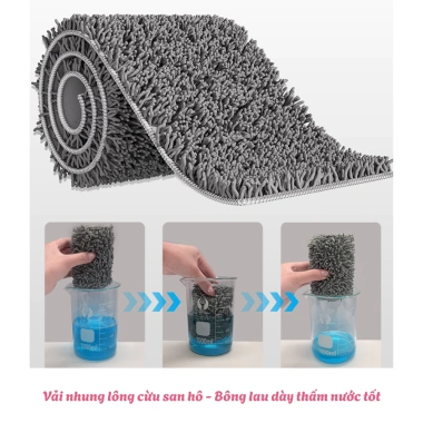 Cây Lau Nhà Tự Vắt 42cm Bàn Lau Hợp Kim Nhôm Xoay 360°, Tích Hợp Gạt Nước, Cán Thép Không Gỉ Cao Cấp, Giá 160k